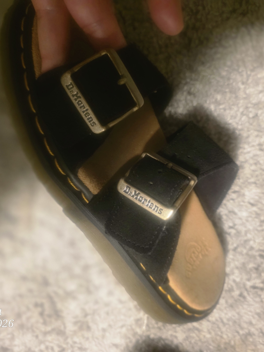 Dr. Martens Kids Black Suede Double-Buckle Sandals